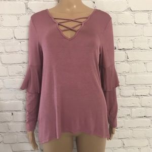 Wide sleeve western boho flare bell sleeve long sleeve rodeo Top